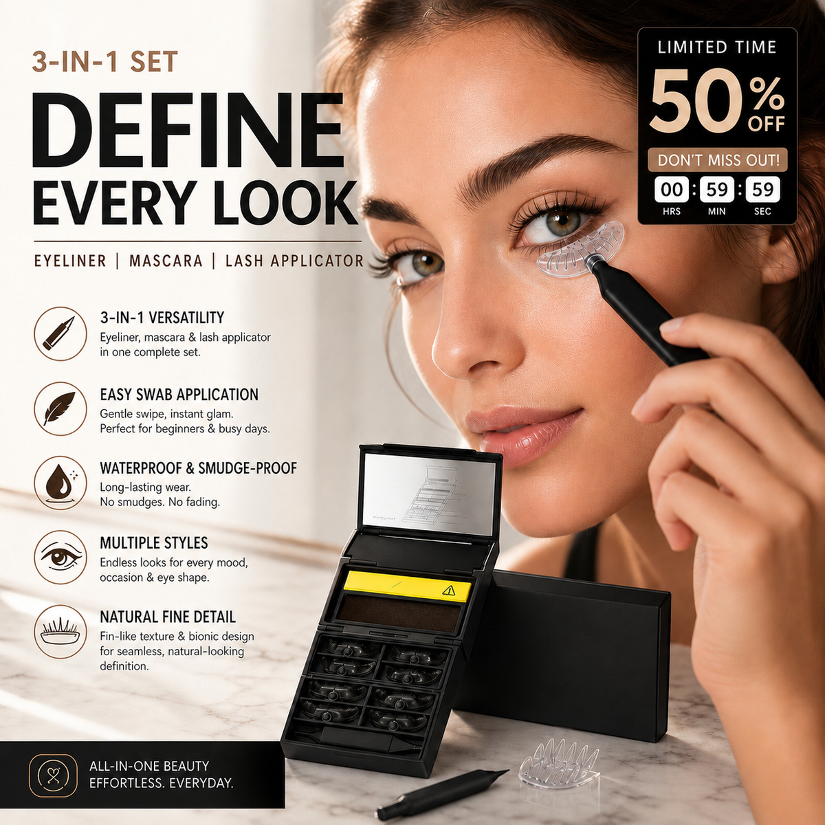 3-in-1 Eyeliner & Lower Lash Stamp Kit
